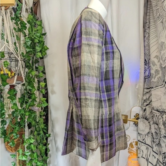 MONDI Germany vintage 100% Linen plaid blazer - Picture 2 of 7